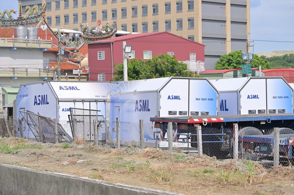 ASML — ASML main-deck Unit Load Device air cargo containers for transporting ASML machines, in Ta